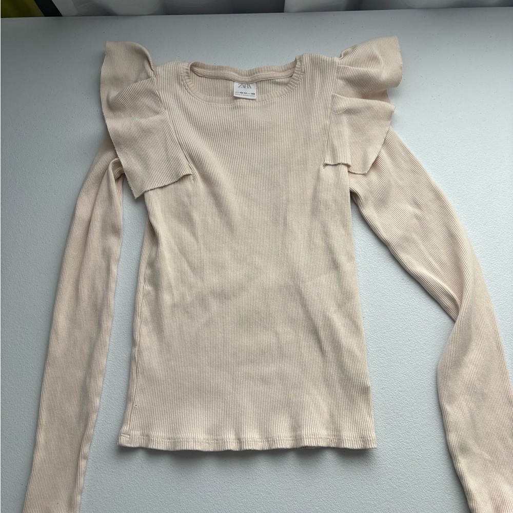 Zara‎ Kids Cream Blouse with Ruffle Sleeves